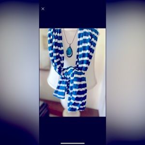 Lia Sophia pendant necklace, on adjustable chain, comes w/stripe scarf (2 items)